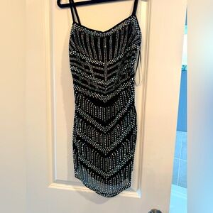 Fashion Nova Black Mini Dress with Silver Accents